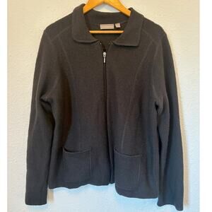 Croft and Barrow 100% Wool Zip Up Sweater XL Black